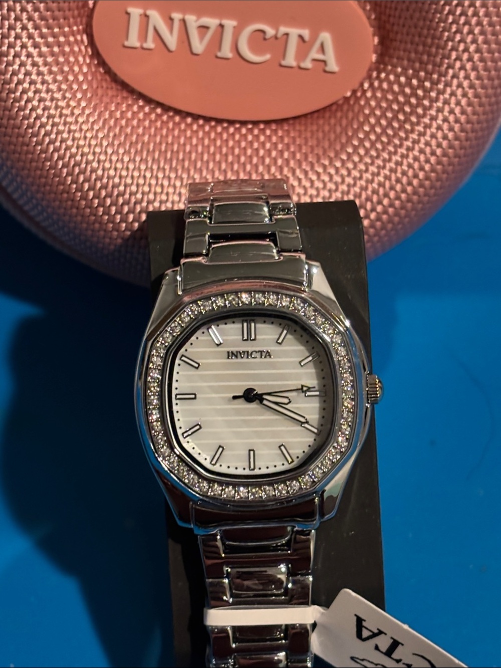 Invicta Silver Crystal-Accent Bracelet Watch with White Dial